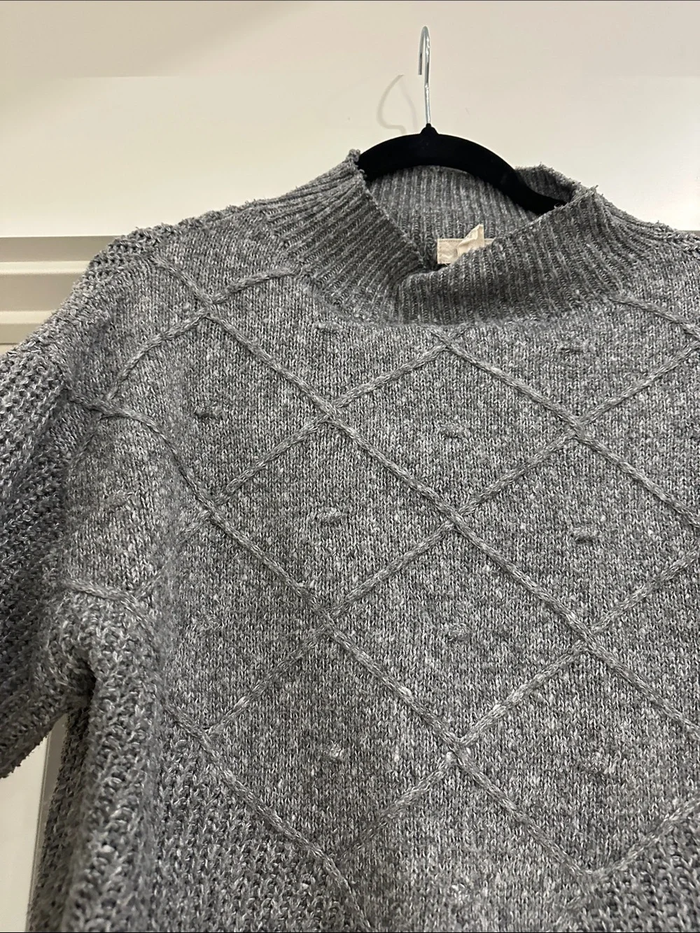 Cupio KNIT Gray Textured Cowl Neck Sweater